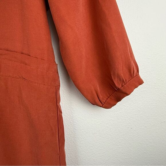 Eve Gravel Rust Sonora Dress Tie Waist Womens Size Medium Pockets - Picture 6 of 14